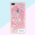 Wholesale iPhone 7 Plus LED Light Up Liquid Star Dust Case (Pink)